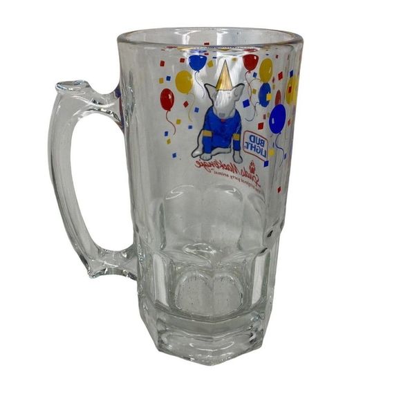 Vintage Spuds Mackenzie Beer Mug Bud Light Budweiser 8" Thick Glass Stein 1980s - Picture 2 of 7